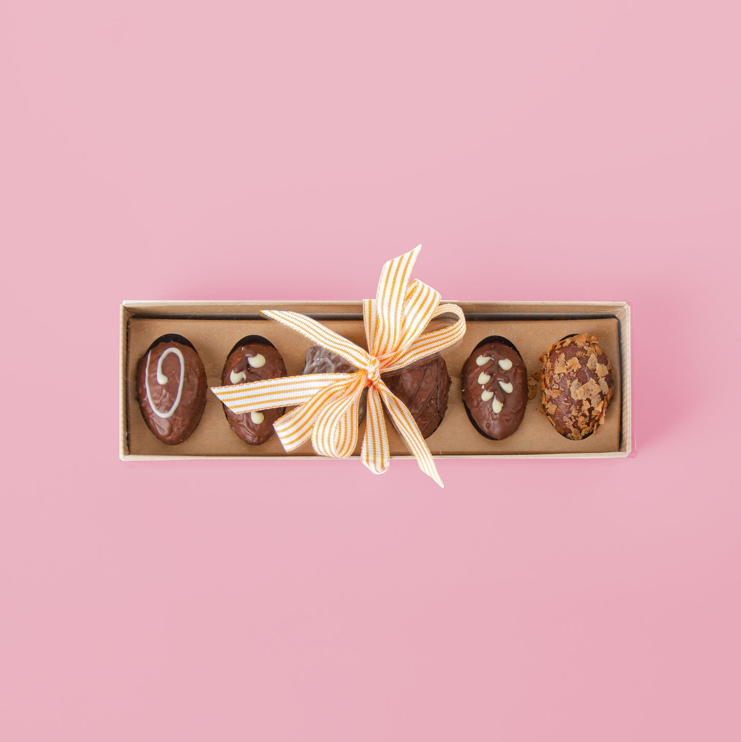 6er Nougat-Krokant-Caramel Pralinen-Ei-Mischung